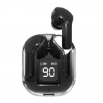 BT30 ENC triuk&scaron;mą slopinantis belaidis Bluetooth 5.3 ausinės HiFi stereo ausinės Skaitmeninis ekranas Skaidrus įkrovimo dėklas TWS sportinės muzikos ausinės juoda