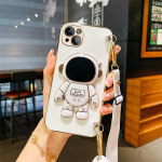Astronaut Crossbody Lanyard telefono laikiklio dėklas, skirtas Xiaomi Redmi Note 11 Pro 12 8 8t 10 9 Pro Max 7 Redmi 9 9A 9T 9C stovo dangtelis Redmi Note 10&Case & Strap balta