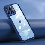 Prabangus smūgiams atsparus &scaron;arvai akrilinis skaidrus dėklas, skirtas iPhone 14 13 12 11 Pro Max su stiklo objektyvo apsauga, mink&scaron;tu silikoniniu rėmo dangteliu For iPhone 11 tamsiai mėlyna spalva