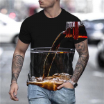 Vyri&scaron;ki mar&scaron;kinėliai 3d marginti alaus mar&scaron;kinėliai vyrams Juokingi vyri&scaron;ki mar&scaron;kinėliai Kasdieniai vasaros gatvės apranga Unisex mar&scaron;kinėliai Top vyri&scaron;ki drabužiai S