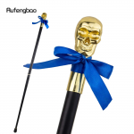 Auksinė kaukolės galva su peteli&scaron;ke Gentleman Walking Cane Fashion Lazda Gentleman Crosier Knob vaik&scaron;čiojimo lazda 93 cm