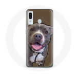 Coque pour samsung galaxy A40 Chien Pitbull Blanc gris