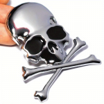 3D metalinė kaukolė, skeletas, kryžius, automobilis, motociklas, lipdukas, sunkvežimis, etiketė, ženklelis, automobilio stiliaus puo&scaron;mena 1pcs pilka