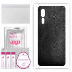 apgo Protective Skin Sticker for the back compatible with ZTE Axon 10 Pro, Wrap Film, Foil, Vinyl - Pattern Black Leather