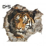 Breaking Wall Tiger Tualeto lipdukas Nuimamas lipnus vandeniui atsparus PVC Svetainė Vonios Sienos Menas Gyvūnų tualeto dangčio dekoravimo lipdukas Tiger