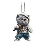 Mikrofonas Katė Vyras Kabantis Namų Kalėdų eglutė Automobilio galinio vaizdo veidrodis 2D plok&scaron;čias Karaokė Kačiukas Akrilo kabantis ornamentas Animacinis filmas Cat