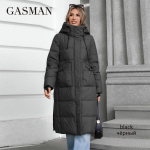 GASMAN 2024 Moteri&scaron;ka striukė ilga Fashion Grace moteri&scaron;kos žieminės pūkinės striukės Ki&scaron;enė su užtrauktuku su diržu parkas auk&scaron;tos kokybės vir&scaron;utiniai drabužiai 88602 XL juoda