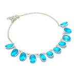 Natural Blue Topaz Gemstone 925 Sterling Silver Jewelry Necklace 18 y6g74