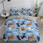 Animacinis patalynės komplektas su mielais katinais, 3D spausdintas antklodės užvalkalų rinkinys, viengulis, dvigulis, karali&scaron;ko dydžio, dvigulis dydis, pagalvės užvalkalas, patalynė, mink&scaron;tas poliesteris EU Single 135x200cm