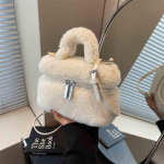 Avies vilnos rankinė moterims rudeniui žiemai, vienspalvė, mink&scaron;ta pliu&scaron;inė, maža kvadratinė rankinė, paprasta, universali, ne&scaron;iojama ant peties, crossbody rankinė (20cm<Max Length<30cm)
