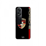 Coque Oppo A38 PORSCHE logo rouge et dor&eacute;e fond noir Maniacase juoda