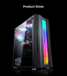 EVESKY ATX žaidimų korpusas su permatomu &scaron;oniniu skydeliu per visą ilgį ir RGB vandens au&scaron;inimu