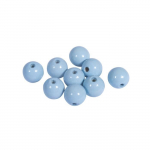 Perles en bois FSC 100%, polies, 12mm &oslash;, bleu pastel, 32 pi&egrave;ces