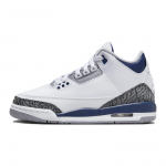 Air Jordan 3 Retro GS Midnight Navy Vaikų sportbačiai Baltai cemento pilki juodi DM0967-140 35.5