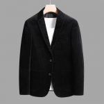 Rudens ir žiemos storas velvetinis kostiumas jauniems vyrams, lieknas, madingas, retro, kasdienis, &scaron;iltas &scaron;varkas XXXXL juoda