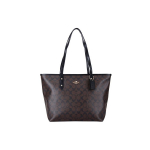 Coach Rudo Signature Drobės Odos Apdailos Didelė Parduotuvių Rankinė Kasdieniam Naudojimui Basic Set (Bag+Dust Bag)