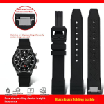 Auk&scaron;tos kokybės fluoro gumos dirželis IWC Pilot Mark 18 Spitfire Fighter Portugal laikrodžiui mink&scaron;ta FKM guma 20mm 21mm vyri&scaron;ka apyrankė 21mm width black