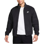 Nike Velūrinė Harrington Striukė Logotipo Siuvinėjimas Ilgomis Rankovėmis Stovintis Apykaklės Striukė Vyri&scaron;kos Striukės Juoda FZ0631-010 L black