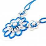 NOA [I9958] - Collier Cr&eacute;ateur 'Marguerite' bleu blanc mėlyna