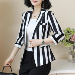 Pavasaris vasara Profesionalus &scaron;varkas kostiumas temperamentas laisvalaikis dryžuota mada Trijų ketvirčių vieno mygtuko ki&scaron;enės biuro LadyZ XXXXXL