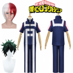 Anime Mano Herojų Akademija Boku No Hero Todoroki Shoto Cosplay Kostiumas Vyrams Moterims Mokyklinė Uniforma Sportinis Kostiumas Mar&scaron;kinėliai Kelnės Midoriya Izuku L-(Suit+Wig)