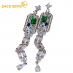 SACE GEMS Klasikiniai vario lydinio cirkonio auskarai moterims Vestuvių dovanos žalia