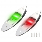 2 vnt. 12V LED navigacinės &scaron;viesos, vandeniui atsparios navigacinės &scaron;viesos jūriniam laivui, raudona ir žalia &scaron;viesa sidabras