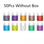 50 vnt. mažo automobilio saugiklio 2A 3A 5A 7,5A 10A 15A 20A 25A 30A 35A stiprintuvo su dėžutės spaustukais asortimentas Automatinių saugiklių komplektas Transporto priemonė valtis