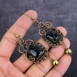 Natural Snowflake Obsidian Gemstone Copper Wire Wrap Jewelry Earring 3.35 y6s07