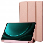 Prabangus verslo atverčiamas odinis plan&scaron;etinio kompiuterio dėklas, skirtas Galaxy Tab S9 FE 5G 10.9 2023 sulankstomas stovas Magnetinis mink&scaron;tas silikoninis nugaros plan&scaron;etės smūgiams atsparus apsauginis dangtelis Tab S9 FE(10.9 inch) juoda