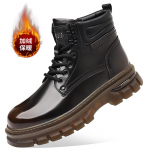 Naujas mados prekės ženklas vyri&scaron;ki lauko laisvalaikio auk&scaron;takulniai batai su storu padu darbo batai rudens ir žiemos vyri&scaron;ki retro verstos odos &scaron;ilti batai 44