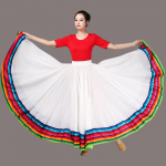 &Scaron;ifono kvadratinio &scaron;okio &scaron;okių sijonas &Scaron;okių pasirodymo kostiumas Ilgas sijonas Etninis stilius Klasikinio &scaron;okio sijonas Moteri&scaron;kas XL balta