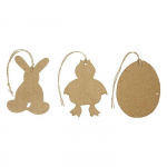 D&eacute;corations de P&acirc;ques - Fait Main - Papier M&acirc;ch&eacute; - Beige - 3 Designs - &Agrave; Suspendre