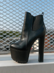 16CM Storio Auk&scaron;to Kulno Batai Moteri&scaron;ki Platforminiai Elastingos Juostos &Scaron;oniniu Užtrauktuku Chelsea Batai Juodi Auliukiniai Batai Zapatos Para Mujeres 35