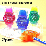 2 vnt 3 viename rankinio laikrodžio modeliuojantis pie&scaron;tukų drožtuvas su trintuku ir &scaron;epečiu Lovely School Stationery 1pcs