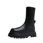 Mados prekės ženklo moteri&scaron;ki batai 2024 m. Nauji apvalaus priekio platforminiai moteri&scaron;ki batai Patogūs neslystantys įsispiriami moteri&scaron;ki ankle boots Madingi Goth batai 35 juoda