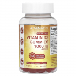 Vitamatic, vitamino D3 guminukai, natūralaus bra&scaron;kių skonio, 1000 TV (25 mcg), 120 guminukų