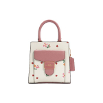 Coach Pepper 17 &Scaron;irdelės Žiedlapių Ra&scaron;to Magnetinis Užsegimas Drobės Ir Odos Mini Rankinė Moteri&scaron;ka rankinė Balta Rožinė C7599-IMCAH Basic Set (Bag+Dust Bag)