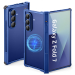 Oatsbasf vyrių telefono dėklas, skirtas Samsung Galaxy Z Fold 7, lydinio buferis, kietas apvalkalas, suderinamas su MagSafe, apsauginis rėmelis aluminum&Galaxy Z Fold7 mėlyna