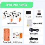 Naujas X10 PRO žaidimų lazdelių rinkinys su 128 GB, 50000+ retro žaidimų, TV ne&scaron;iojama žaidimų konsolė su belaidžiais valdikliais, vaizdo žaidimų HD i&scaron;vestis, dovana green