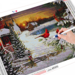 5D &bdquo;pasidaryk pats&ldquo; deimantinis pie&scaron;imas pauk&scaron;tis, pilnas kvadratas, naujas atvykimas deimantinis siuvinėjimas žiemos mozaika saulėlydžio Kalėdų dovana Full Round (20X30CM)