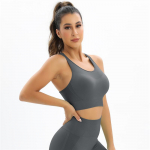 Nessaj moteri&scaron;ka sportinė liemenėlė Push Up Fitness Sexy Running Yoga Tank Top S tamsiai mėlyna spalva