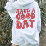 Geros dienos Moteri&scaron;ki megztiniai su gobtuvu Linksmas veidas Teigiami posakiai Madingi Tumblr Ki&scaron;eniniai megztiniai Laisvalaikis megztinis S