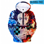 Anime Hoodie Demon Slayer vyri&scaron;kas megztinis su spausdintu dvigubos spalvos megztinis Unisex megztinis Harajuku Cartoon laisvalaikio palaidinės L