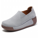 Moteri&scaron;kos Moteri&scaron;kos Natūralios Odinės Batai Platforma Plok&scaron;čias Loafers Slip On Korean Plus Size 41 42 Vulkanizuoti batai 35 pilka