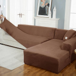 Aksominis sofos užvalkalas Prabangus L formos sofos užvalkalas Paprastos spalvos kampiniai sofos užvalkalai fotelis nuo dulkių elastingas užvalkalas Tinka gyvūnams 2seater 140-185cm ruda