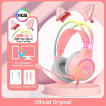 ONIKUMA X15 Pro laidinės ausinės su RGB galvos spinduliu, lanksčiu mikrofono mygtuku valdomu žaidimų ausinių žaidėju, skirtu kompiuteriui rožinė