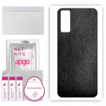 apgo Protective Skin Sticker for the back compatible with Vivo Y30 2021, Wrap Film, Foil, Vinyl - Pattern Black Leather