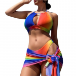 Retro bikini spausdintas mados bikinio rinkinys maudymosi kostiumėlis ir sijonas prigludęs moteri&scaron;kas tvarsliava Vasaros paplūdimio prabangus eleganti&scaron;kas S