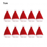 10 vnt Mini Santa Hat vyno butelių dangteliai pliu&scaron;iniai kalėdinių stalo reikmenų laikikliai Velvet Lollipop XS